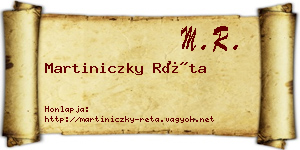 Martiniczky Réta névjegykártya